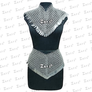 Chainmail Collar and Skirt Set Lightweight Scalemail Costume Aluminum Medieval Neckpiece and Mini Skirt/Belt, Ren Faire, Festival Outfit