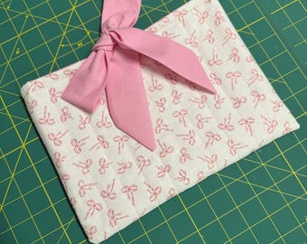 Handmade Quilted Book Sleeve with Bow Tie: Padded Cotton Protector