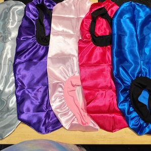 Gorro para dormir de pelo largo, de satén sedoso y suave, ideal para usuarios de CPAP, mascarillas, protector de cabello con correas