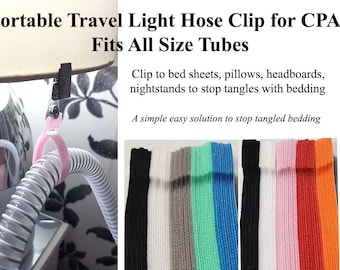 2x CPAP Hose Holder Clips Travel Portable Tangle Free BIPAP Ventilator Tubing Keeps hose in place Colour choice Attach to bedsheets for ease