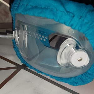 2x Fundas para mascarillas CPAP BIPAP Compatible con ventilador Dreamwear FFace ResMed Airfit F30i Comodidad frente a la silicona irritación molestias Algodón imagen 4