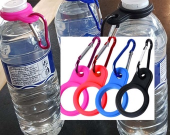 Portable Silicone Water Bottle Holder Buckle + Carabiner Flexible Clip Hook for lanyard Strap Carrier Fits most bottles