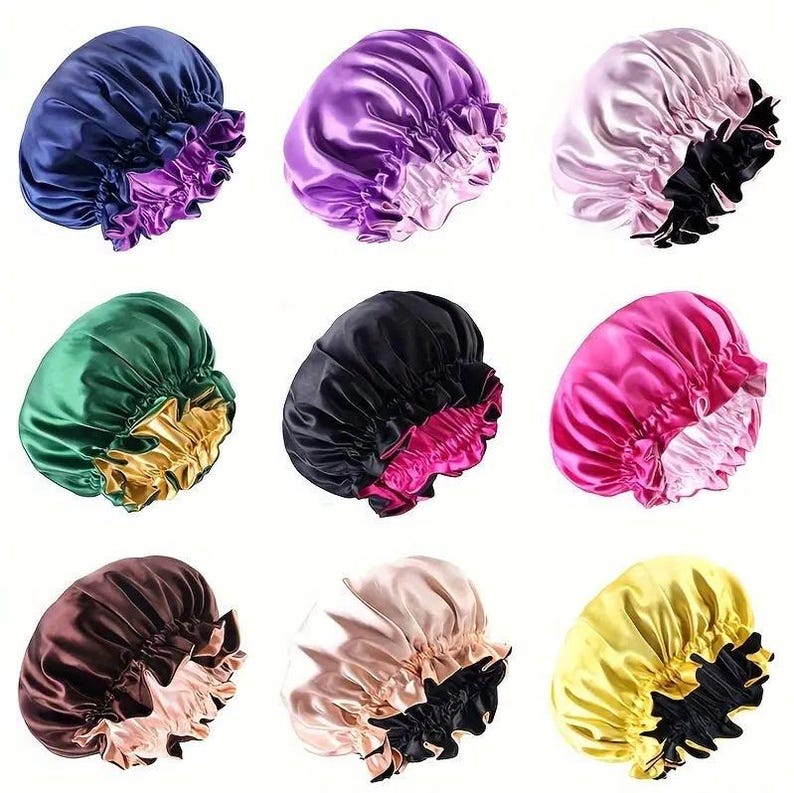 Silky Satin Sleep Hat for CPAP Users Bonnet Night Cap Reversible Ideal ...