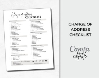Change of Address Checklist| Real Estate Marketing| Real Estate Flyer| Closing Checklist| Real Estate Checklist| Moving Checklist
