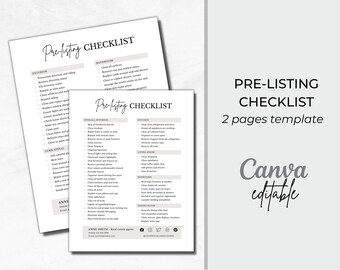 Real Estate Pre-Listing Checklist| Home Selling Guide| Home Seller Checklist| Listing Presentation| Realtor Marketing| Sellers Agent