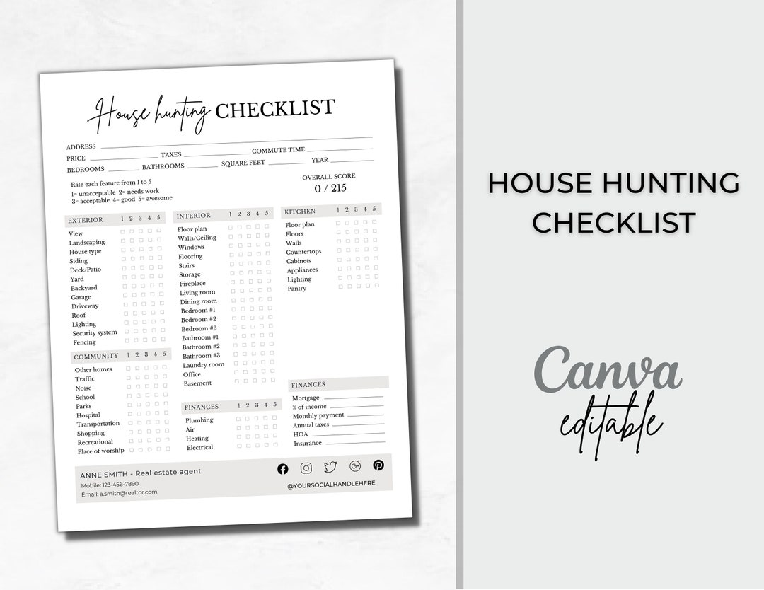 House Hunting Checklist| Real Estate Templates| Home Buyer Packet ...