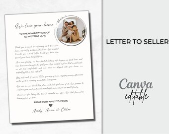 Letter to Seller| Home Offer Letter Template| House Offer Letter| Letter to Home Seller | Real Estate Editable Printable| House Offer Letter