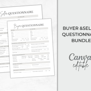 Buyer Seller Questionnaire| Seller Buyer Consultation Questionnaire|Intake Form|Home buyer| Home seller|Buyer Survey Form|Seller Survey Form