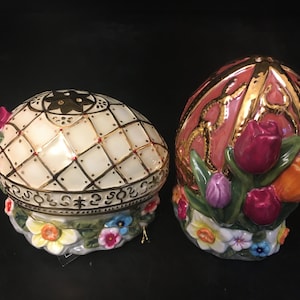 Christopher Radko Vintage Faberge Egg Style Saleiro e Pimenteiro Páscoa RARO