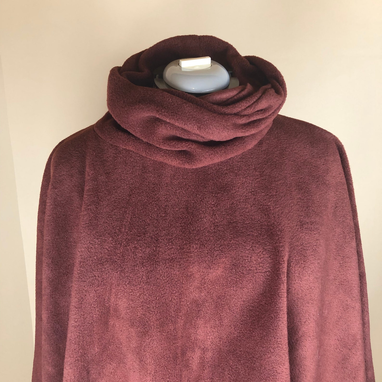 Fleece Poncho Hooded Brown Cowl neck Poncho Winter snood | Etsy