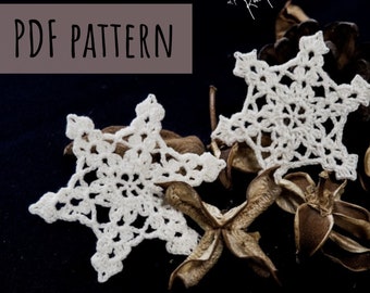 Ornate Snowflake Easy Crochet PATTERN, Instant Download PDF, Basic Crochet Snowflakes How To Christmas Motif Snow Tutorial Instructions