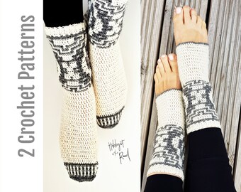 Baltic Winds Snug & BONUS Yoga Socks Crochet Patterns, Ethnic Mosaic Project, Fitted Comfy Socks, Tight Cozy Leg Wear for Home and Sports