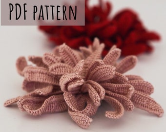 Easy Crochet Chrysanthemum Basic Beginner Flower with Video CAL PATTERN Instant Download PDF, Crochet Flowers How To Tutorial Instructions