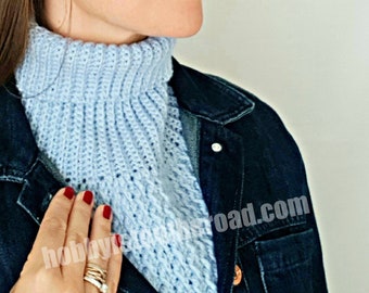 Alines Neckwarmer Crochet PATTERN, Crocheted Neck Warmer, Crochet Cowl Scarf, How To Bib Cowls Instructions, Alpine Stitch, Instant Download