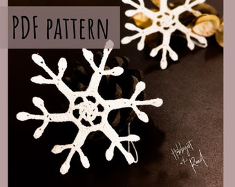 Flaming Snowflake Easy Crochet PATTERN, Instant Download PDF, Basic Crochet Along Snowflakes How To Christmas Snow Tutorial Instructions