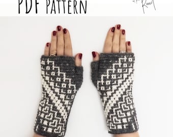 Baltic Vibes Fingerless Gloves and Mitts Crochet Patterns, Ethnic Mosaic Overlay Project, Texting Mitts, Wrist Warmers, Mosaic Mittens