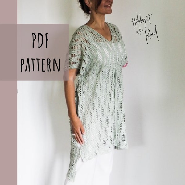 Choppy Waves Tunic Crochet PATTERN, Instant Download PDF, Crocheted Wave Stitch Bikini Cover Up, How To Tutorial Instructions