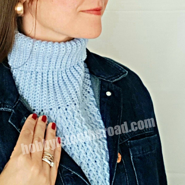 Alines Neckwarmer Crochet PATTERN, Crocheted Neck Warmer, Crochet Cowl Scarf, How To Bib Cowls Instructions, Alpine Stitch, Instant Download