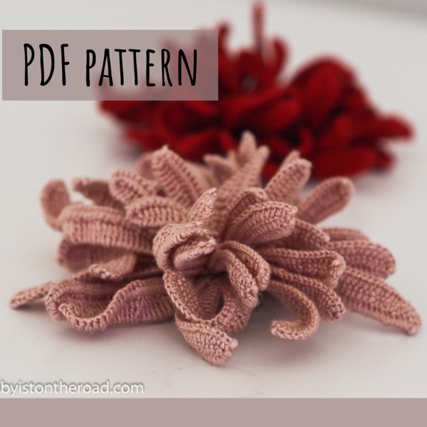 Easy Crochet Chrysanthemum Basic Beginner Flower with Video CAL PATTERN Instant Download PDF, Crochet Flowers How To Tutorial Instructions