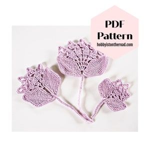 Three Crochet Peony Flowers Applique Motif PATTERN, Instant Download PDF, Crochet Flowers How To Peonies Tutorial Instructions