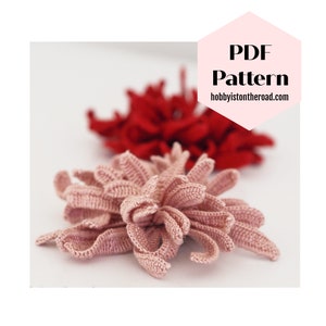 Easy Crochet Chrysanthemum Basic Beginner Flower with Video CAL PATTERN Instant Download PDF, Crochet Flowers How To Tutorial Instructions