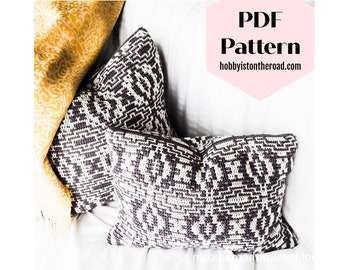 Patrón de funda de cojín de crochet con mosaico: Funda de almohada Baltic Winds (Patrón PDF)