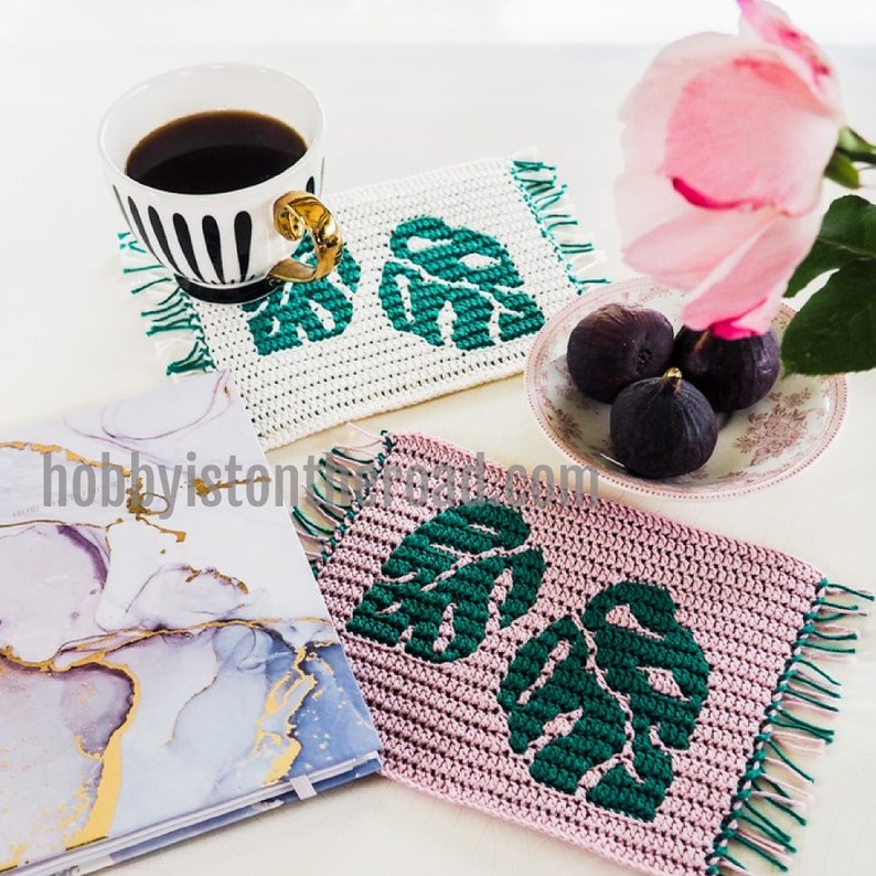 Monstera Leaves Coaster Crochet PATTERN Swiss Cheese Plant Etsy UK