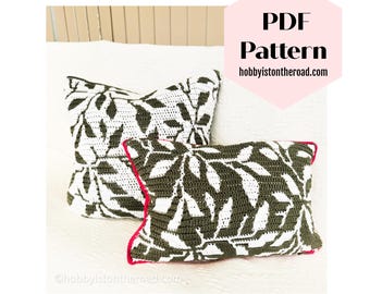 Leafy Hedges Crochet Cushion Cover Pattern: Botanical Pillow (PDF Pattern)