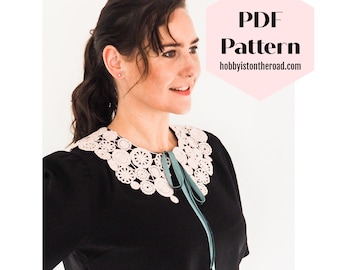 Patron de col Dreamy au crochet : projet de dentelle irlandaise facile (téléchargement PDF)