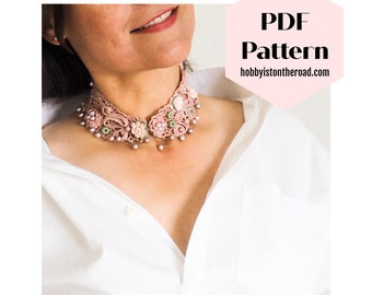 Modèle de collier ras du cou au crochet : projet de dentelle irlandaise facile (téléchargement PDF)