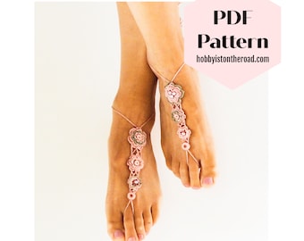 Floral Barfuß Sandalen Häkelanleitung: Easy Irish Crochet Project (PDF Download)