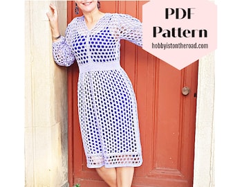 Lavender Fields Lace Dress Crochet Pattern: S-2XL (PDF Download)