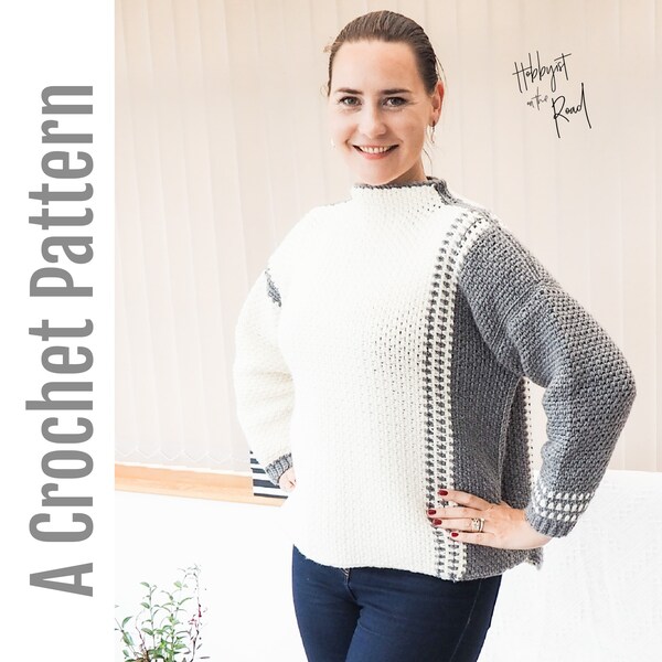 Lydia's Cozy Sweater Crochet Pattern S-2XL Sizes, Download PDF, Easy Crocheted Jumper Pullover, Tube Funnel Neck Top, How To Instructions