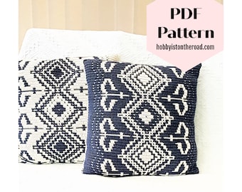 Mosaic Crochet Cushion Cover PDF Pattern: Baltic Vibes Pillow