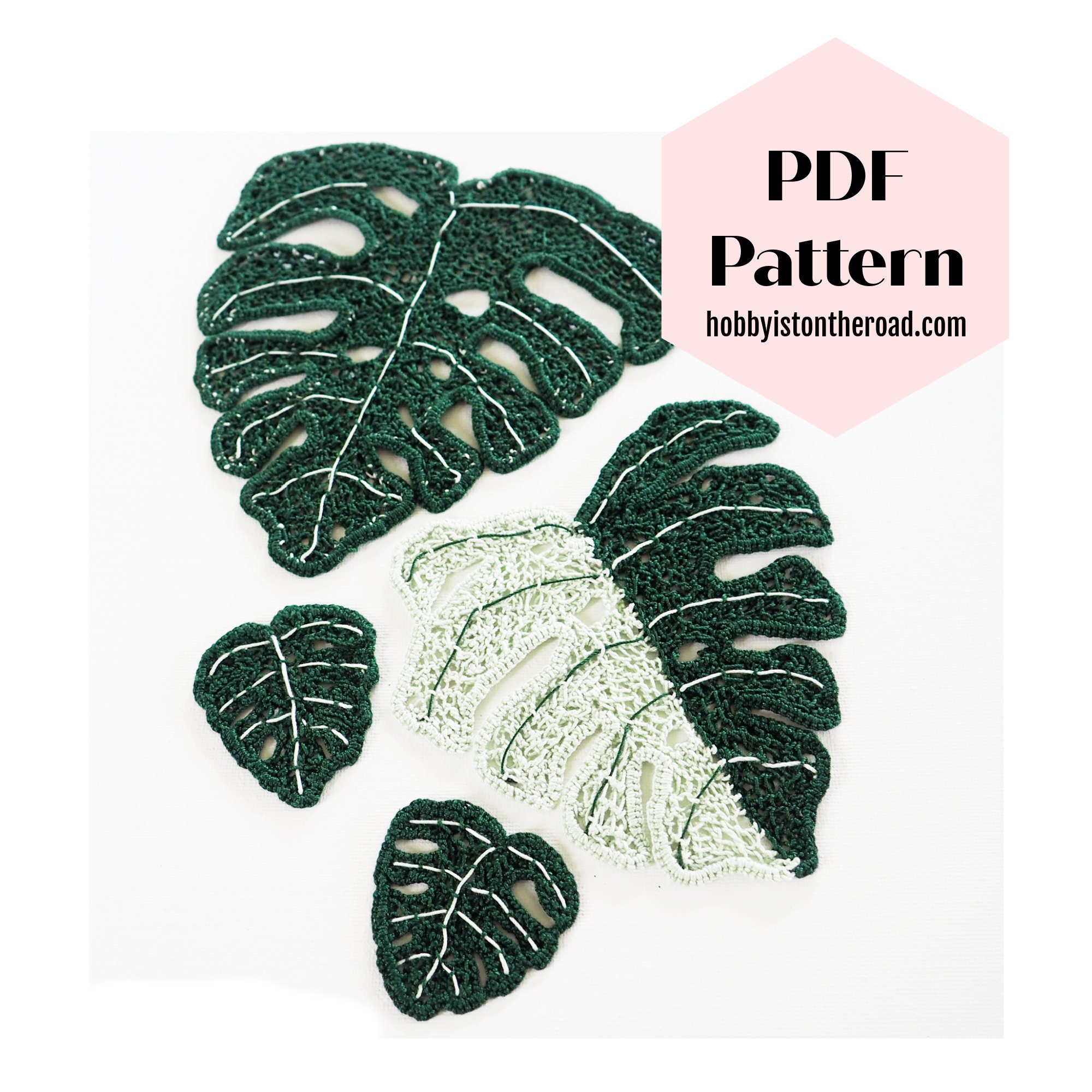 Monstera-Bltter Hkelanleitung: Monstera-Blatt in drei Gren (PDF  Download) - Etsy.de