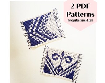 Two Mosaic Crochet Coaster PDF Patterns: Baltic Blooms & Vibes (2 Digital Downloads)