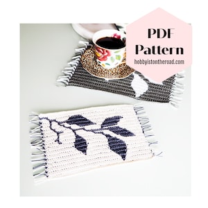 葉の生垣コースターかぎ針編みパターン：ボタニカルモザイクマグラグ（PDFダウンロード）