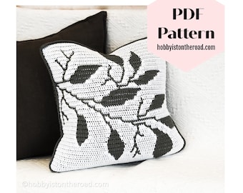 Leafy Hedges Crochet Cushion Cover Pattern: Botanical Pillow (PDF Pattern)
