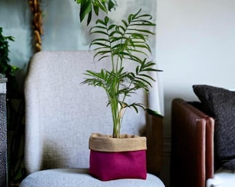 Pink Plant Pot, Fabric Planter, Indoor Plant Pot, Plant Lover Gift, Plants Pot, Fabric Planter, Hessian Plant Pot, Storage Pot