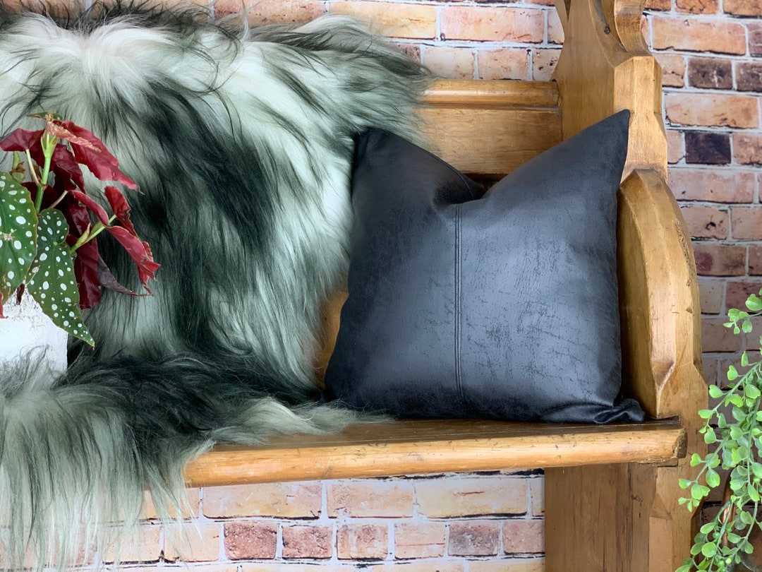 Black Faux Leather Cushion Leather Pillow Cushion Cover UK Etsy