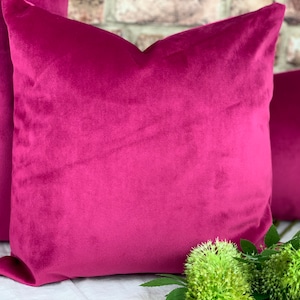 Velvet Cushion, Pink Velvet Cushion, Cerise Velvet Pillow, Fuchsia Scatter Cushion, Lumbar Cushion, Cushion Covers UK