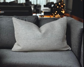 Geometric Cushion uk, Grey Pillow UK, Pattern Pillow UK, Cushion Cover UK, Light grey Wool Cushion, Grey Geometric uk