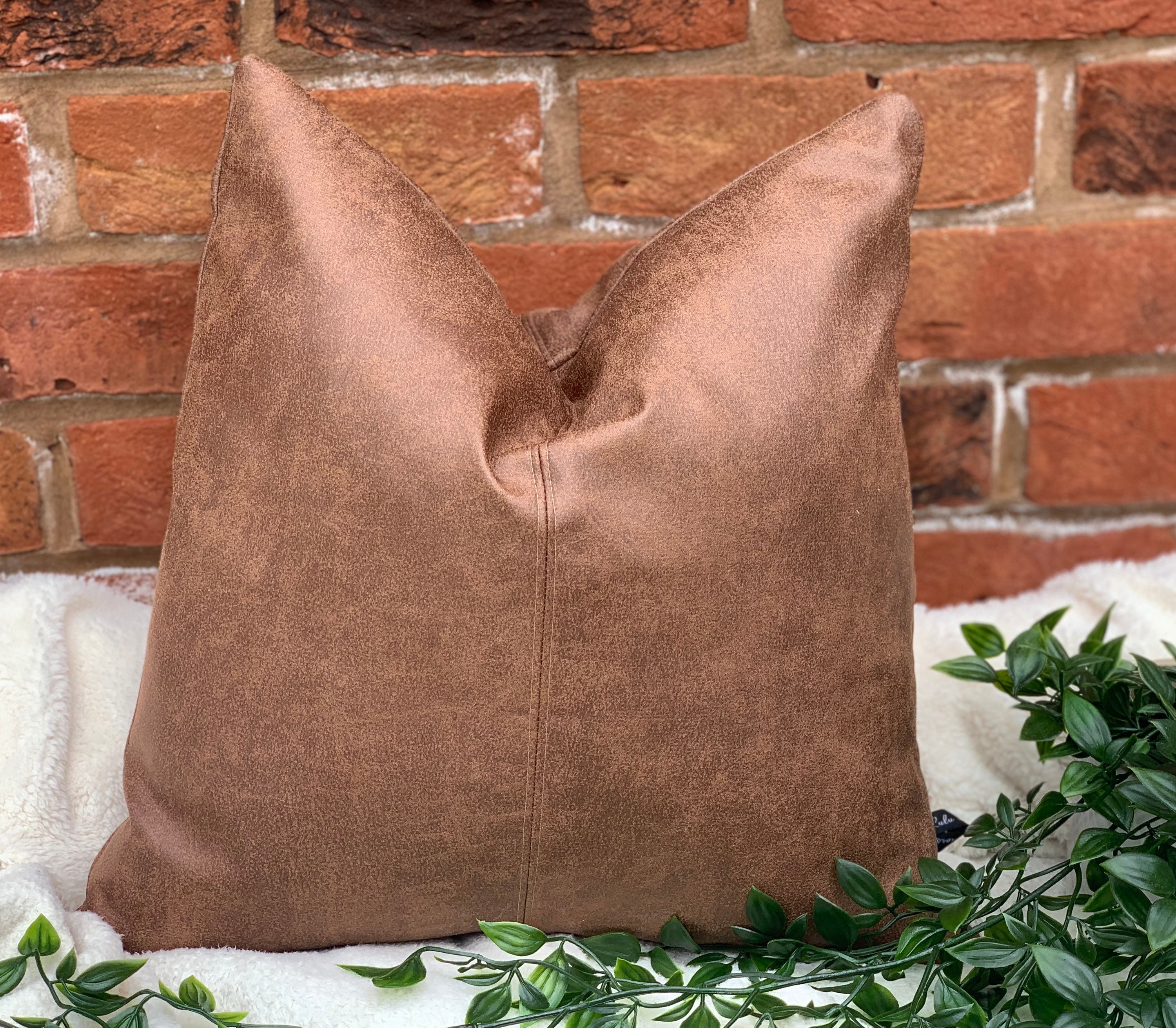 Faux Leather Cushion Imitation Leather Pillow Tan Leather Etsy UK