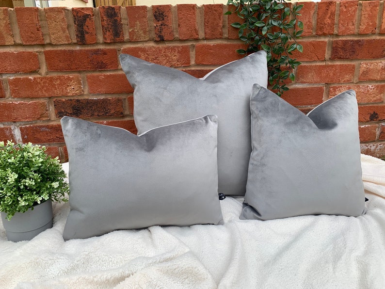 Grey Velvet Cushion Slate Grey Pillow Cushion Cover UK Etsy