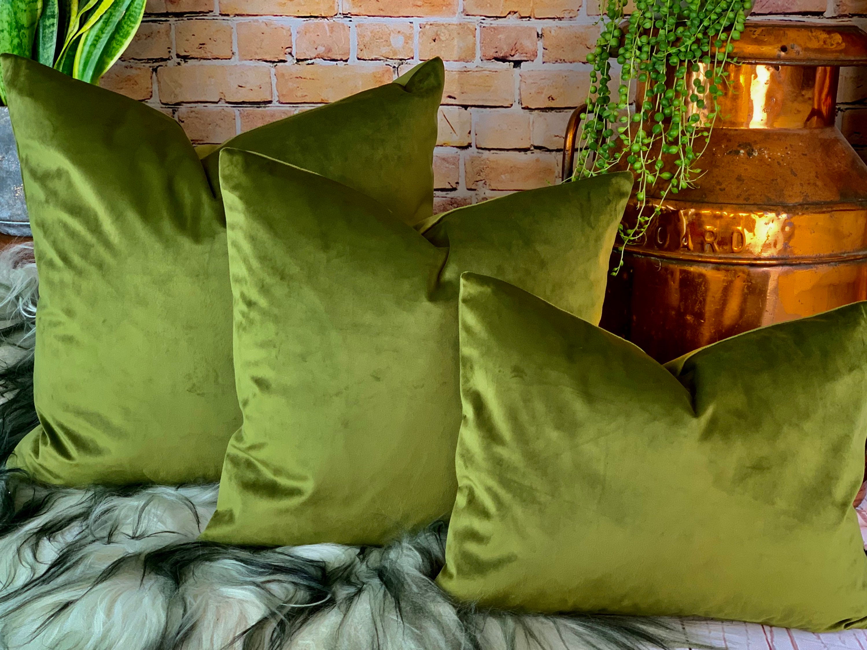 Olive Velvet Cushion Olive Pillow Dark Green Cushion Etsy UK
