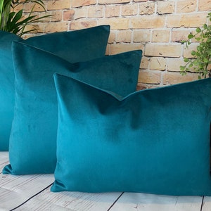 Teal Velvet Cushion, Green Cushion UK, Peacock Cushions Uk, Turquoise Velvet Pillow, Cushion Cover UK