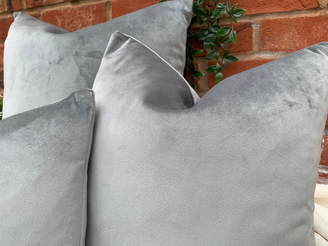 Slate Grey Velvet Cushion Cushion Covers UK Grey Velvet Etsy