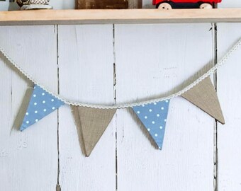 Nursery Bunting, Rustic Bunting, Fabric Bunting Garland, Burlap Bunting, Hessian Bunting, Heart bunting, Cotton Bunting, Party Bunting