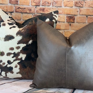 Faux Leather Cushion, Brown Leather Pillow, Chocolate Leather Imitation Leather Cushion, Brown Scatter Cushion