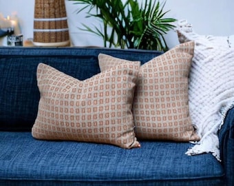 Sienna Cushion, Boho Cushion, Scandi Pillow, Geometric Throw Pillow, Cushion Cover UK, Orange Cushion, Natural cushions